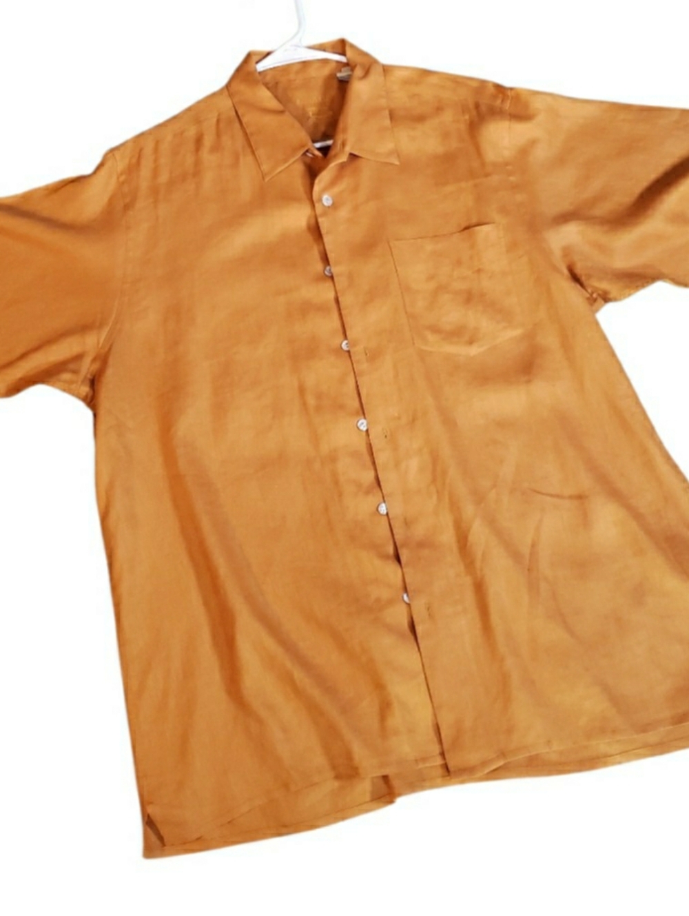 Barry Bricken Men's Linen Camp Button-Up Shirt - Preppy Summer Cooling Natural L